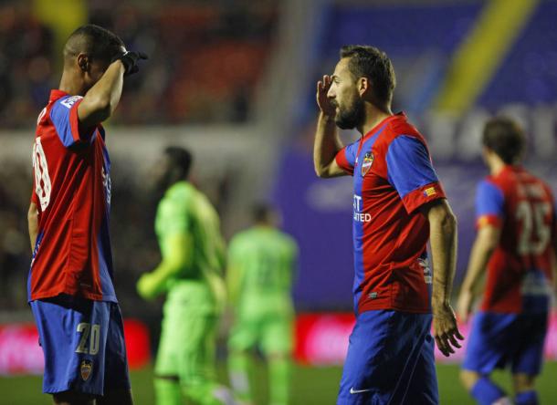 Deyverson y Morales celebrando un gol frente al Getafe | Foto: Levante UD