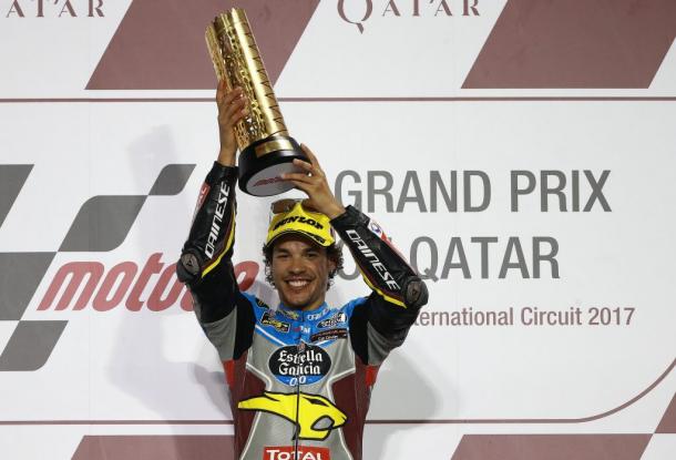 Morbidelli en el podio del GP de Qatar / Fuente: estrellagalicia00.es