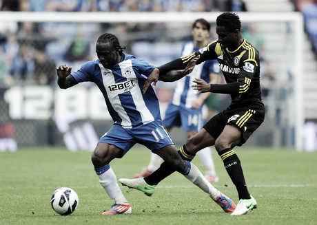 Moses en un partido con el Wigan ante el Chelsea. Foto: Getty Images.