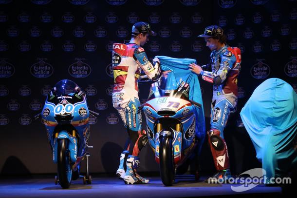 Alex Marquez (left) and Franco Morbidelli (right) unveil the 2017 Moto2 machine - www.motorsport.com