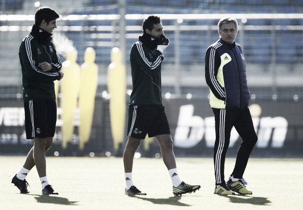 Morata (left) in training with Mourinho at Real Madrid | Photo: Real Madrid/ Helios de la Rubia