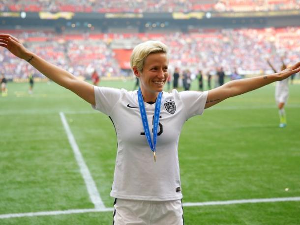 Megan Rapinoe celebrates her World Cup triumph.