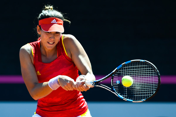 Muguruza in a Fed Cup tie for Spain (Photo by David Ramos / Source : Getty Images)