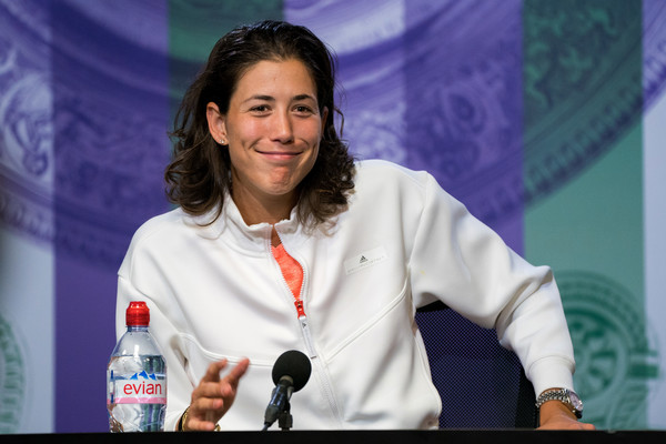 Muguruza was in a joyous mood in the Wimbledon press conference (Source: Pool / Getty)