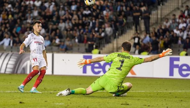 Munir marcando el segundo gol del encuentro | Foto: Sevilla FC