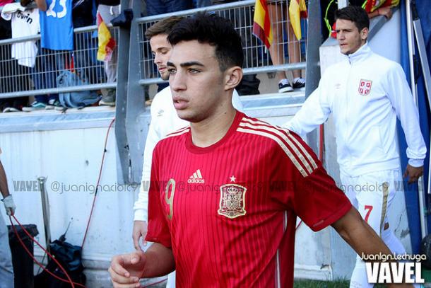 Munir El Haddadi, con la camiseta de la Selección Nacional Sub-21. Fuente: Juan Ignacio Lechuga (VAVEL)