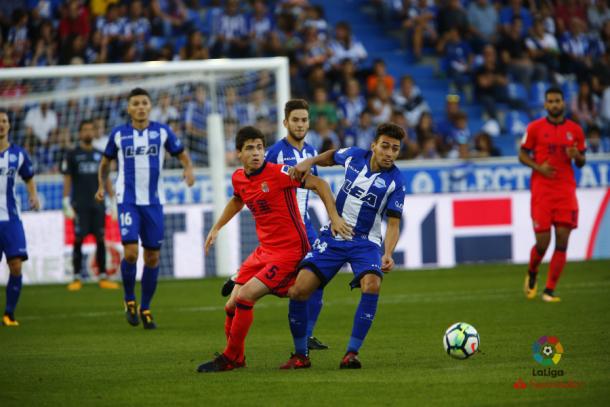 Munir en el partido contra la Real. / Foto: La Liga