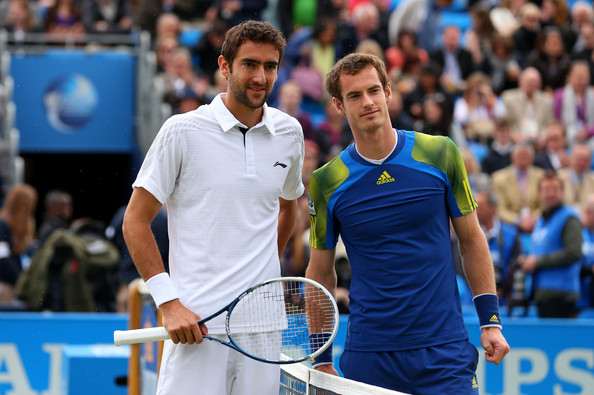 Murray and Cilic posing before the final of the Aegon Championships in 2013 (Photo by Julian Finney / Getty Images)