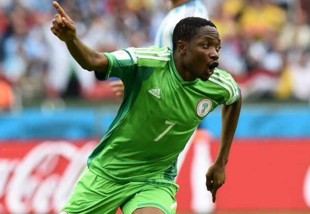 Musa celebrates netting for the Nigeria national side | Photo: Getty