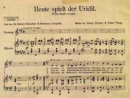 The beginning of Hermann Leopoldi's 'Heute Spield der Uridil' in the striker's honour | Photo: wien.gov.at