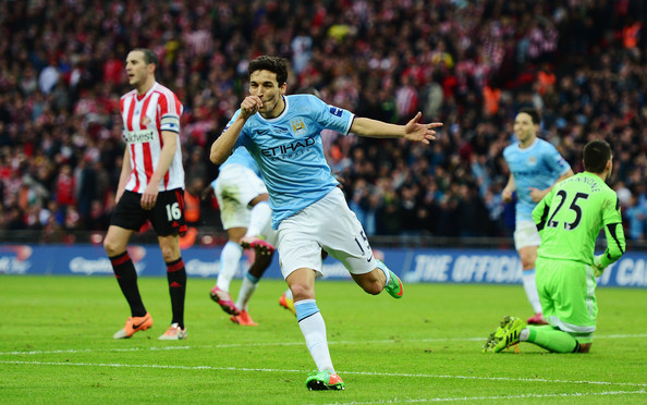 Navas wheels away to celebrate his well-taken strike at Wembley, two years ago | Photo source: Zimbio