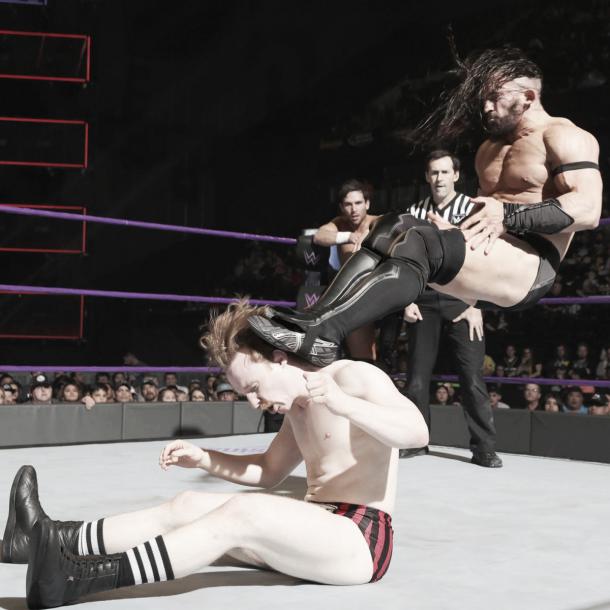 Neville took the fight to Gallagher. Photo-WWE.com