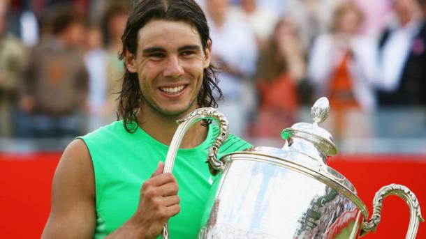 A much younger Rafael Nadal with his 2008 trophy (Source: Sky Sports) 