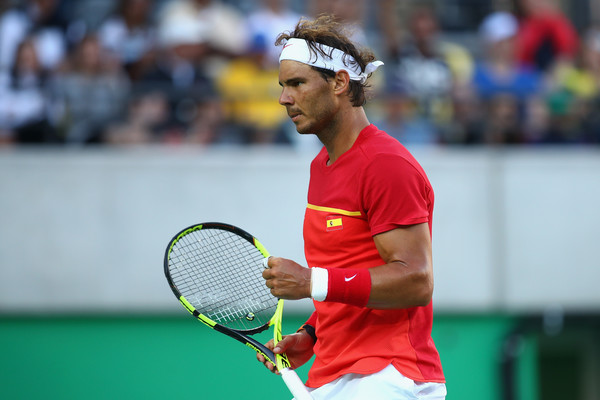Nadal reacts to a point in his semifinal match with del Potro (Photo by Clive Brunskill / Source : Getty Images)