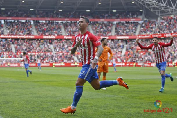 Nano Mesa anotó su segundo tanto con la elástica del Sporting // Imagen: La Liga