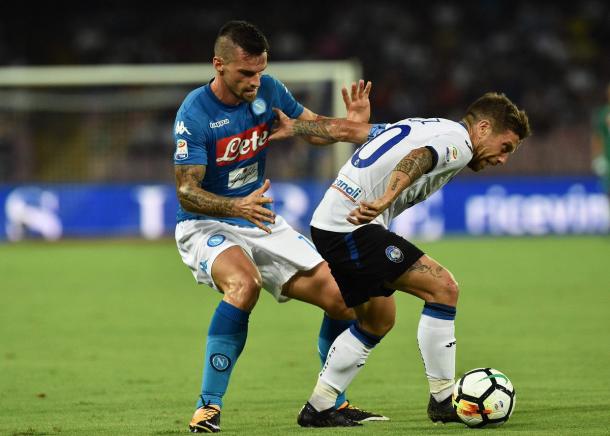 Maggio e Gomez nella sfida di Coppa Italia - Foto Napoli Twitter