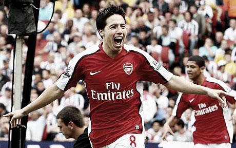 2008 Summer signing Samir Nasri opens his account for the Gunners in his Premier League debut against West Brom