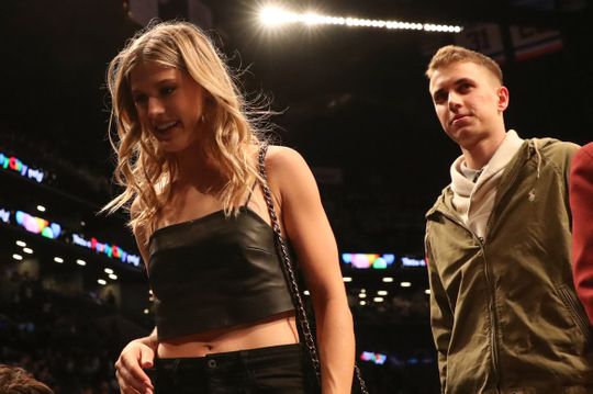 Tennis Star Player Genie Bouchard with her date John Goehrke at the game. Photo by Anthony Gruppuso-USA TODAY Sports. 