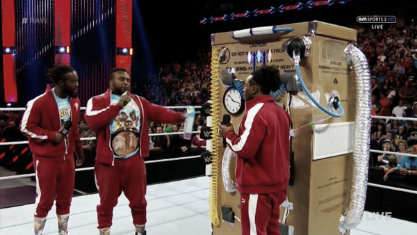 The New Day during their 'time machine' segment (image: twitter)