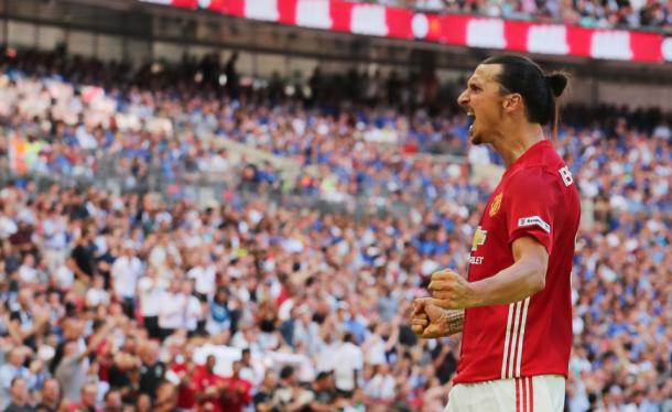 Zlatan helped his team to their first trophy of the season with a clever header to give United the win against Leicester (Source:Thesun.co.uk)