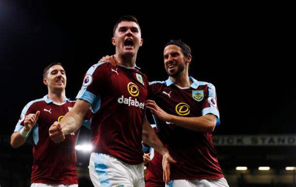Keane celebra un tanto con el Burnley. Foto: Burnley