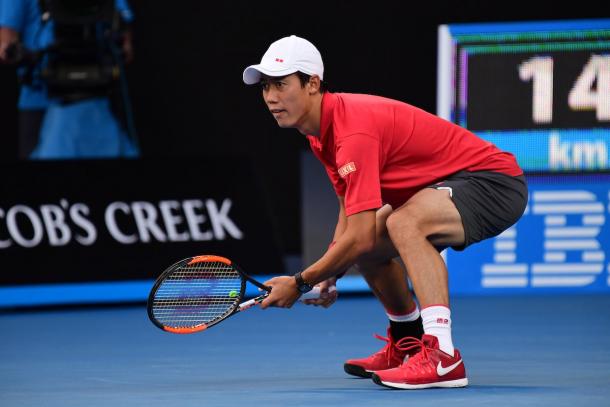Kei Nishikori, KO contro Federer - Foto Australian Open Twitter