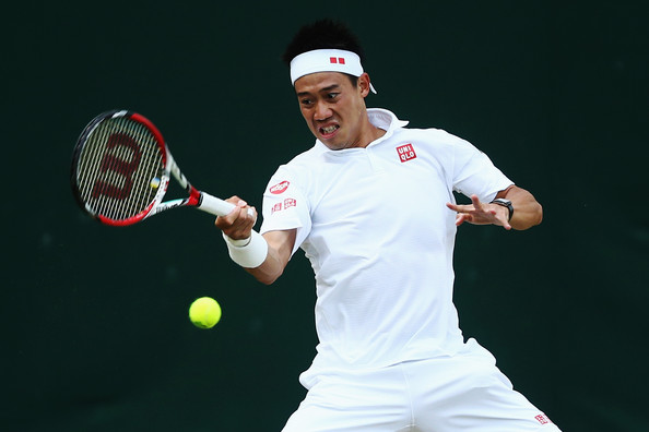 Nishikori in action at Wimbledon in 2014 against Simone Bolelli (Photo by Dan Kitwood / Source : Getty Images)