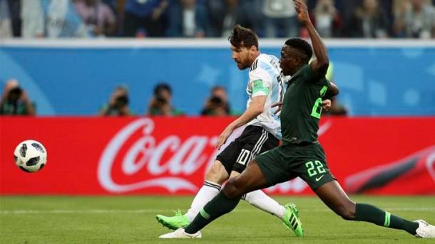 Messi anotando el 1-0 vs Nigeria | Foto: GettyImages