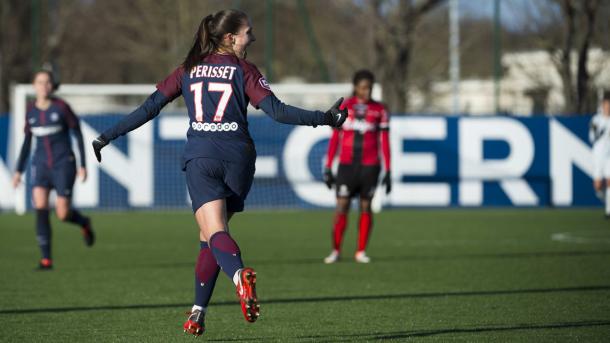 EVa Perisset celebrates her goal against Guingamp | Source: psg.fr