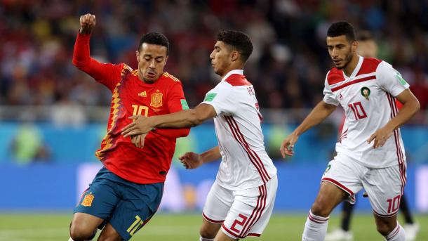 Thiago en el partido ante Marruecos | Foto: FIFA.com
