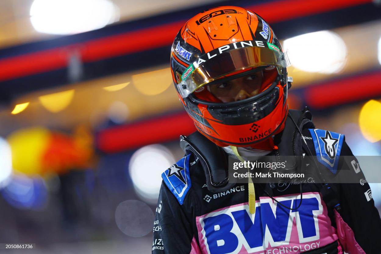 19th placed qualifier Esteban Ocon of France and Alpine F1 walks in the Pitlane during qualifying ahead of the F1 Grand Prix of Bahrain at Bahrain International Circuit on March 01, 2024 in Bahrain, Bahrain. (Photo by Mark Thompson/Getty Images)