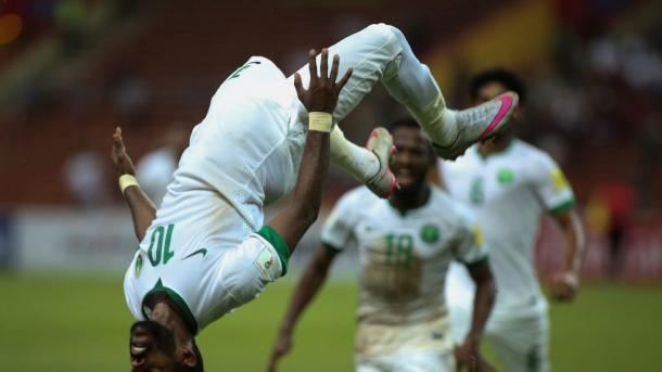 Arabia Saudí celebrando un gol. Fuente: Fifa.com