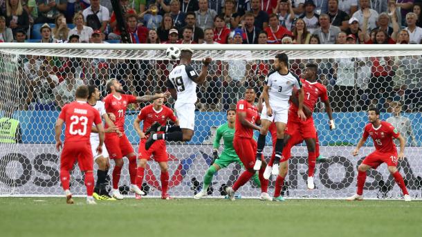 Kendall Waston rose highest to bring Costa Rica back into the game | Source: Getty Images via FIFA.com