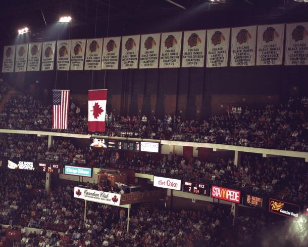 The many championship banners lined the Old Chicago Stadium. (Photo: Bob Horsch Gallery)