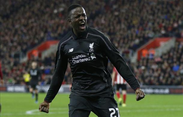 Origi celebrates one of his three goals at Southampton last month in the League Cup. (Picture: Getty Images)