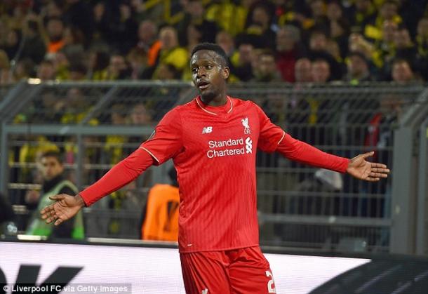 Divock Origi celebrates his opening goal in Dortmund (photo: Getty)