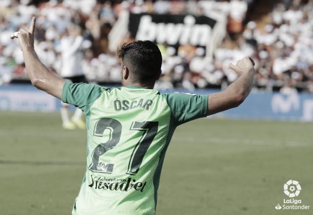 Óscar Rodríguez celebra su gol./ Foto: LaLiga Santander