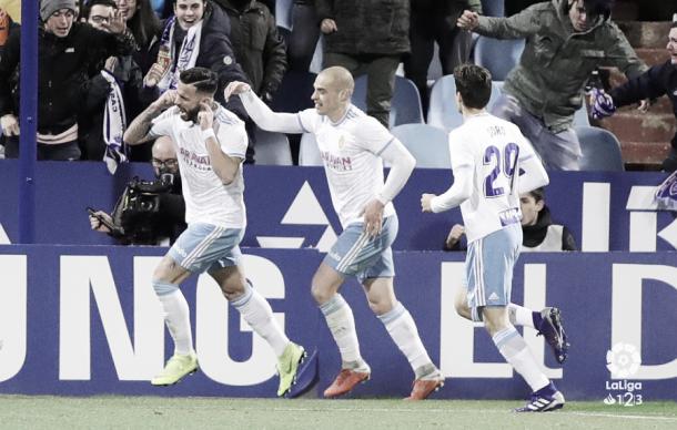 Celebración del 2-0 ante el Oviedo | Foto: LaLiga