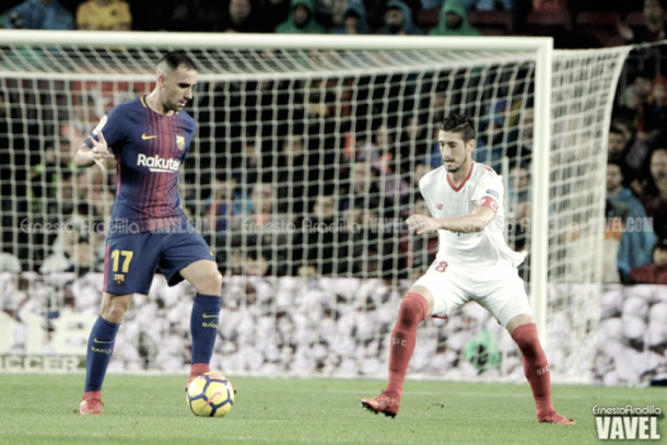 Paco Alcácer ante el Sevilla en el Camp Nou | Foto: Ernesto Aradilla, VAVEL