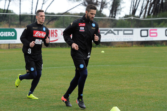 Scalpitano Milik, con il nove, e Pavoletti - Foto Ssc Napoli