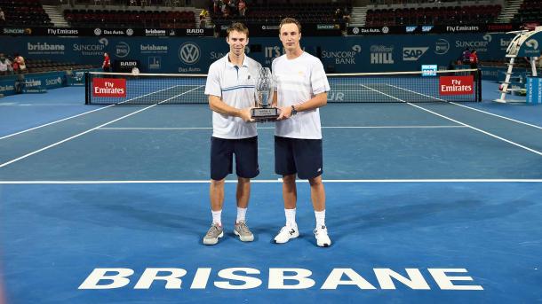 Peers (L) and Kontinen got their partnership off to a hot start with a title in their first tournament in Peers' home country of Australia, winning in Brisbane (Photo: ATP World Tour)