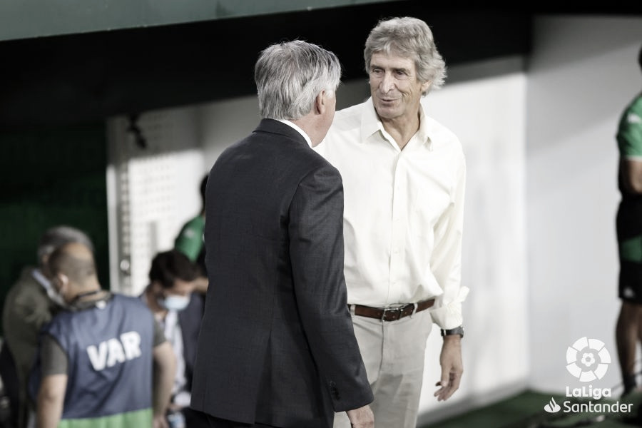 Ancelotti y Pellegrini en un encuentro de la 2020 2021. Fuente: LaLiga