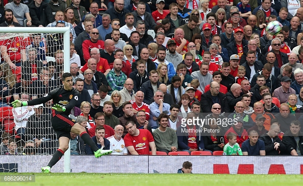 MANCHESTER, ENGLAND - MAY 21: Joel Pereira of Manchester United in action during the Premier League match between Manchester United and Crystal Palace at Old Trafford on May 21, 2017 in Manchester, England. (Photo by Matthew Peters/Man Utd via Getty Images)