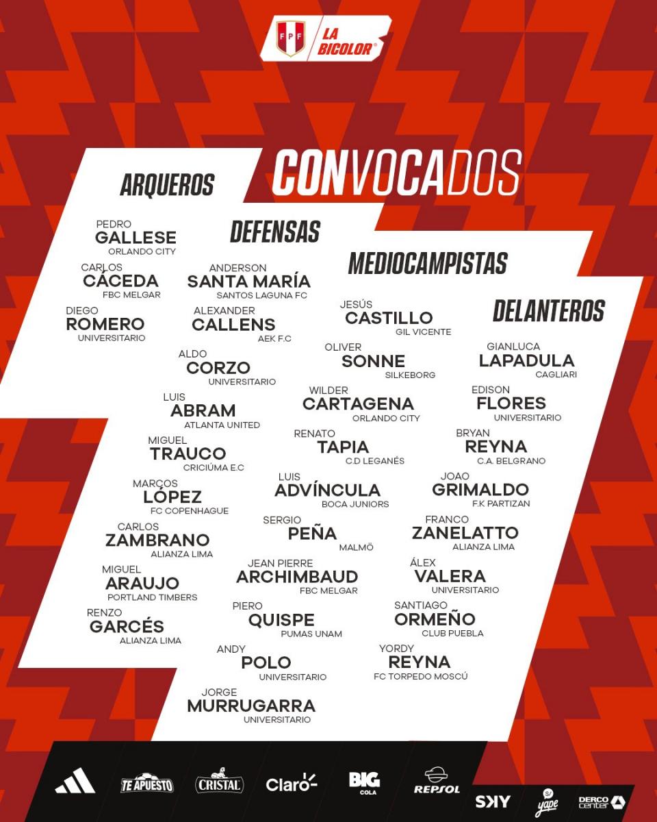 Selección Perú Convocatoria llamados y novedades para los juegos