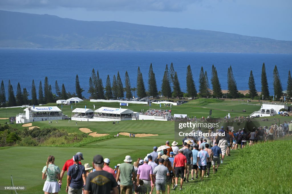 Fans walk along the 18th hole during the second round of The Sentry at The Plantation Course at Kapalua on January 5, 2024 in Kapalua, Maui, Hawaii. (Photo by Ben Jared/PGA TOUR via Getty Images)