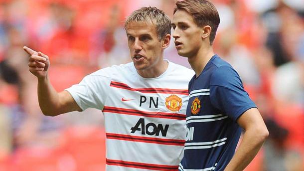 Phil Neville during his time on Manchester United's coaching staff | Source: thefa.com