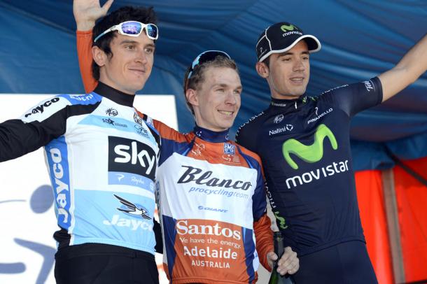 El podio de 2013 fue el más extranjero: Slagter (Blanco), Moreno (Movistar) y Thomas (Sky) | Foto: Graham Watson