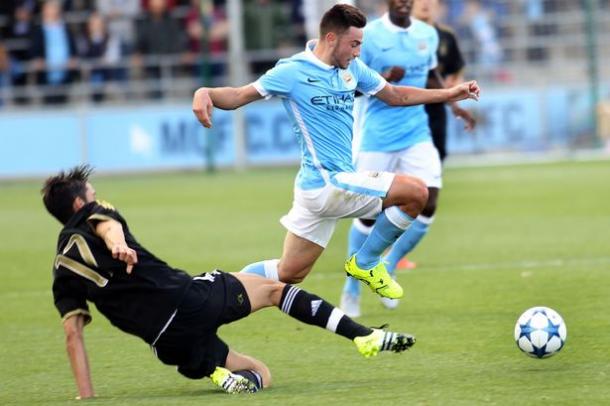 Roberts driving past a defensive marker during City's win v Juve in the group stages | Image: MEN