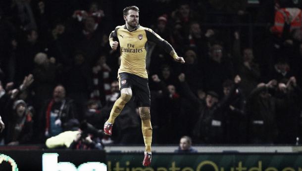 Ramsey festeggia il gol dell'1-1. | Fonte immagine: @tomgunner14