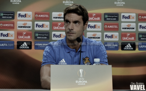 Xabi Prieto en Rueda de prensa de un partido de Europa League. Fuente: Giovanni Batista VAVEL